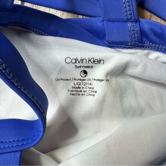 Calvin Klein Swimwear Rainbow Striped Teens Size 12/14 Strappy One Piece Blue - Picture 4 of 11